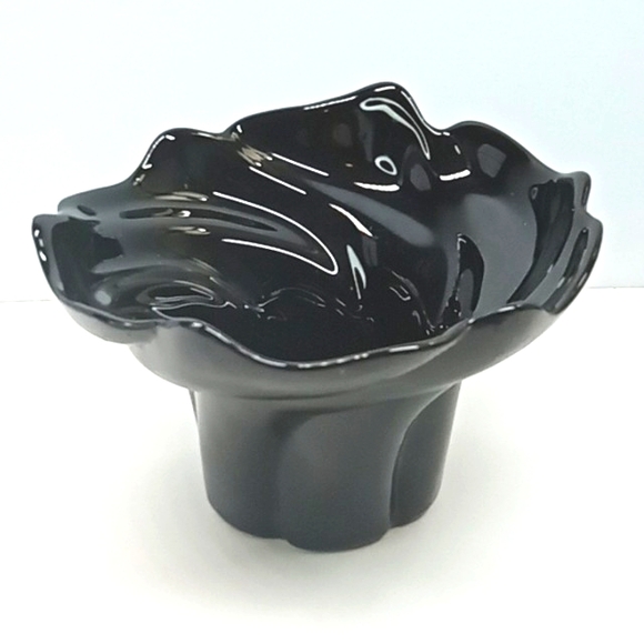 Vintage black glass candle holder. No flaws. - Picture 1 of 7